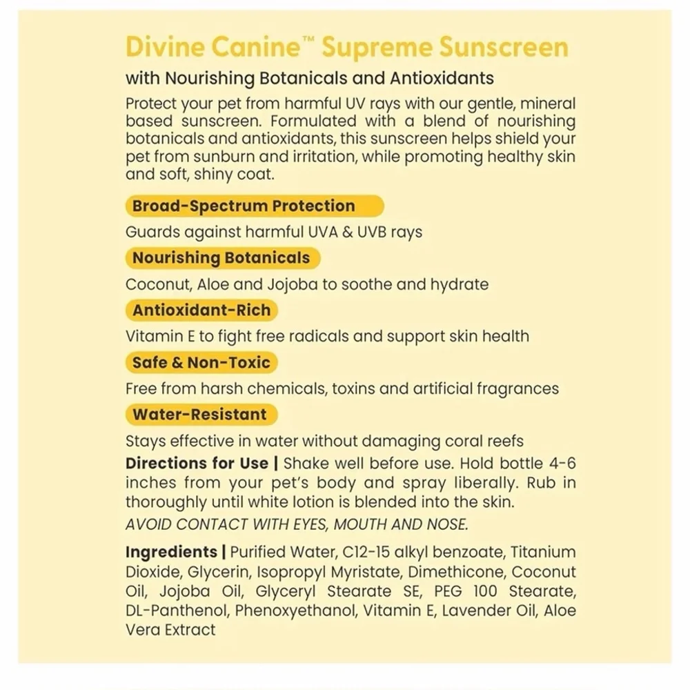 NEW 2 Dog Sunscreen Body Spray 2oz SPF30 Mineral Protection Natural Broad Spectr